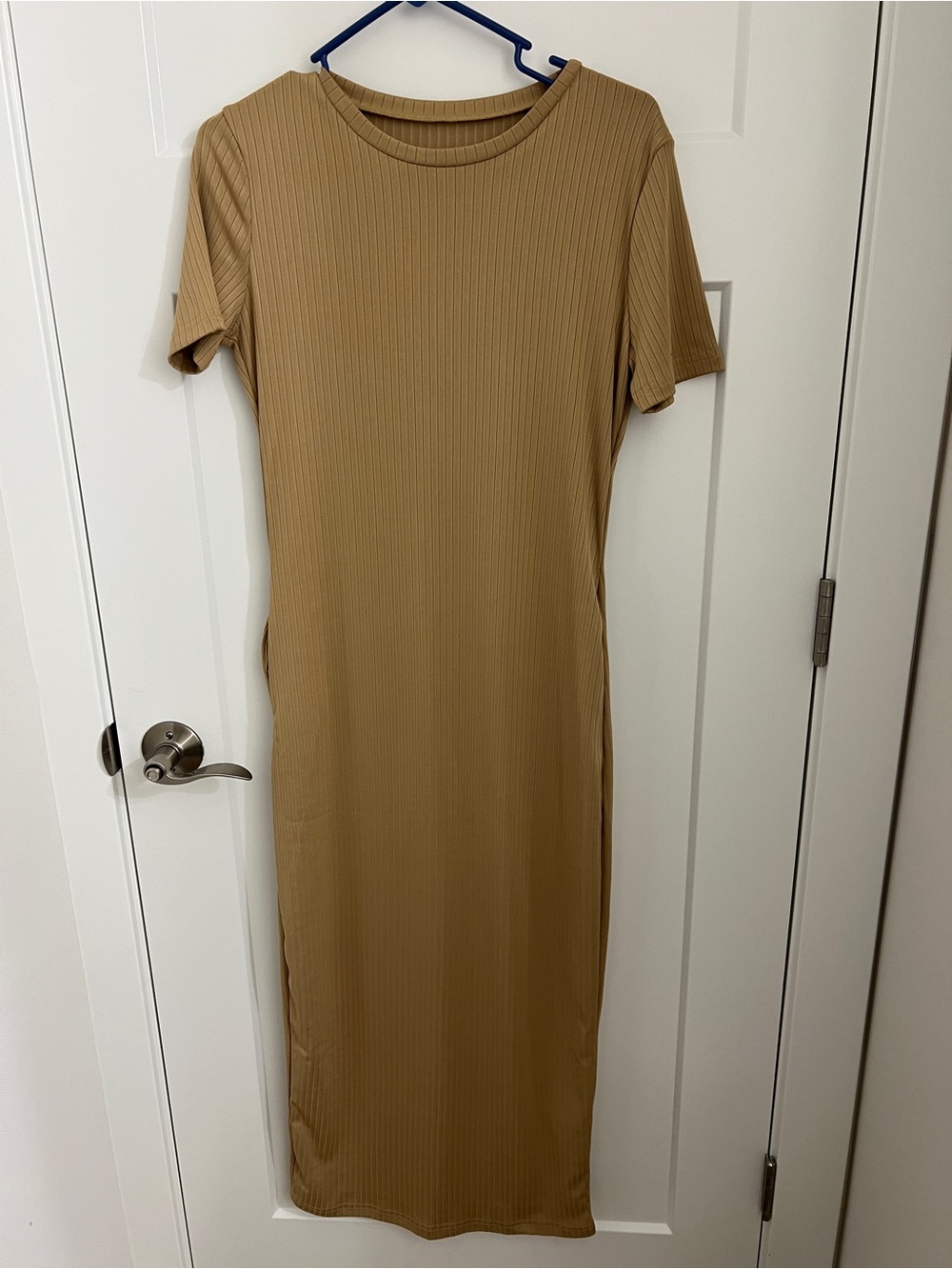 Women's Tan Ribbed Maxi Dress